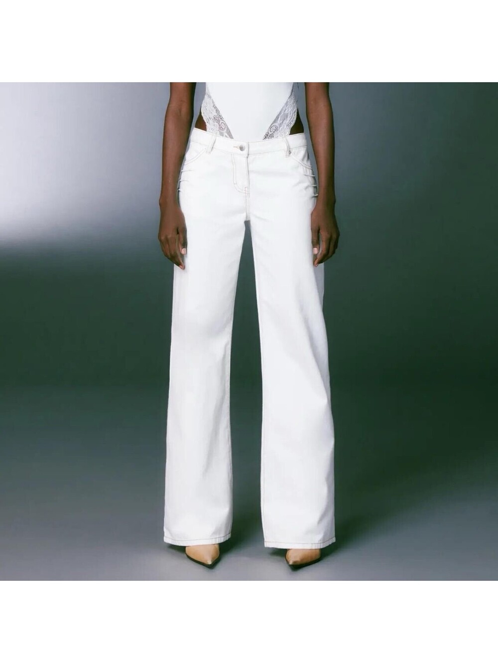 I.AM.GIA Low Rise Baggy Dylan Jeans White Size Medium Y2K Wide Leg Pants GUC